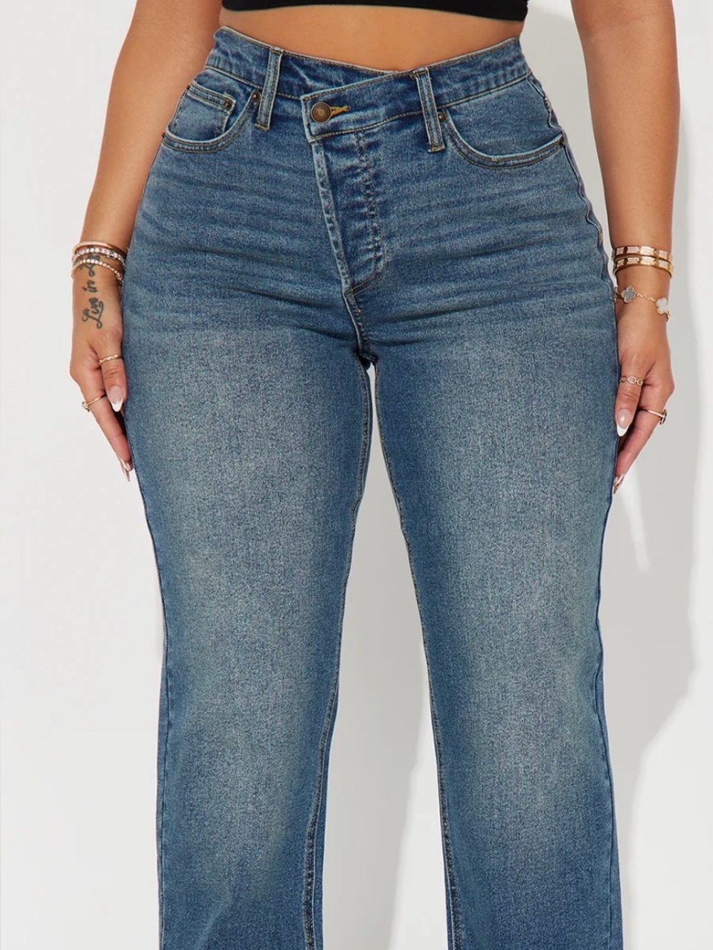 Blue Women's Straight-Leg Jeans Crossover Fashion Nova